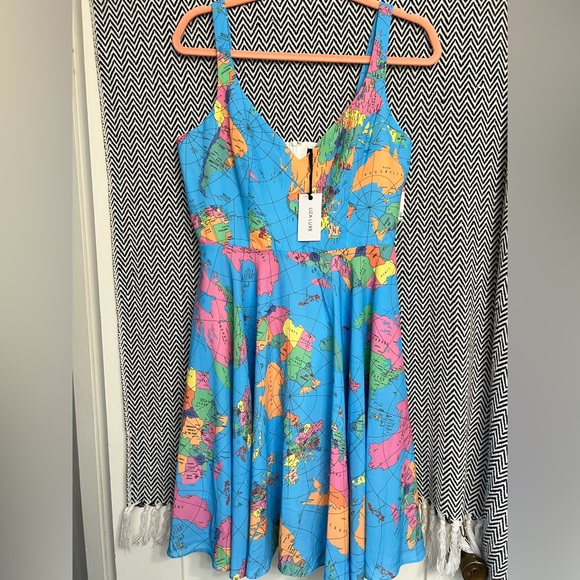 Liza Luxe Dresses & Skirts - MODCLOTH Liza Luxe Map of the World Dress - Medium